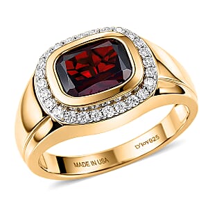 D'Joy Premium Mozambique Garnet and Moissanite 4.00 ctw Ring in 18K Vermeil Yellow Gold Over Sterling Silver (Size 11.0)