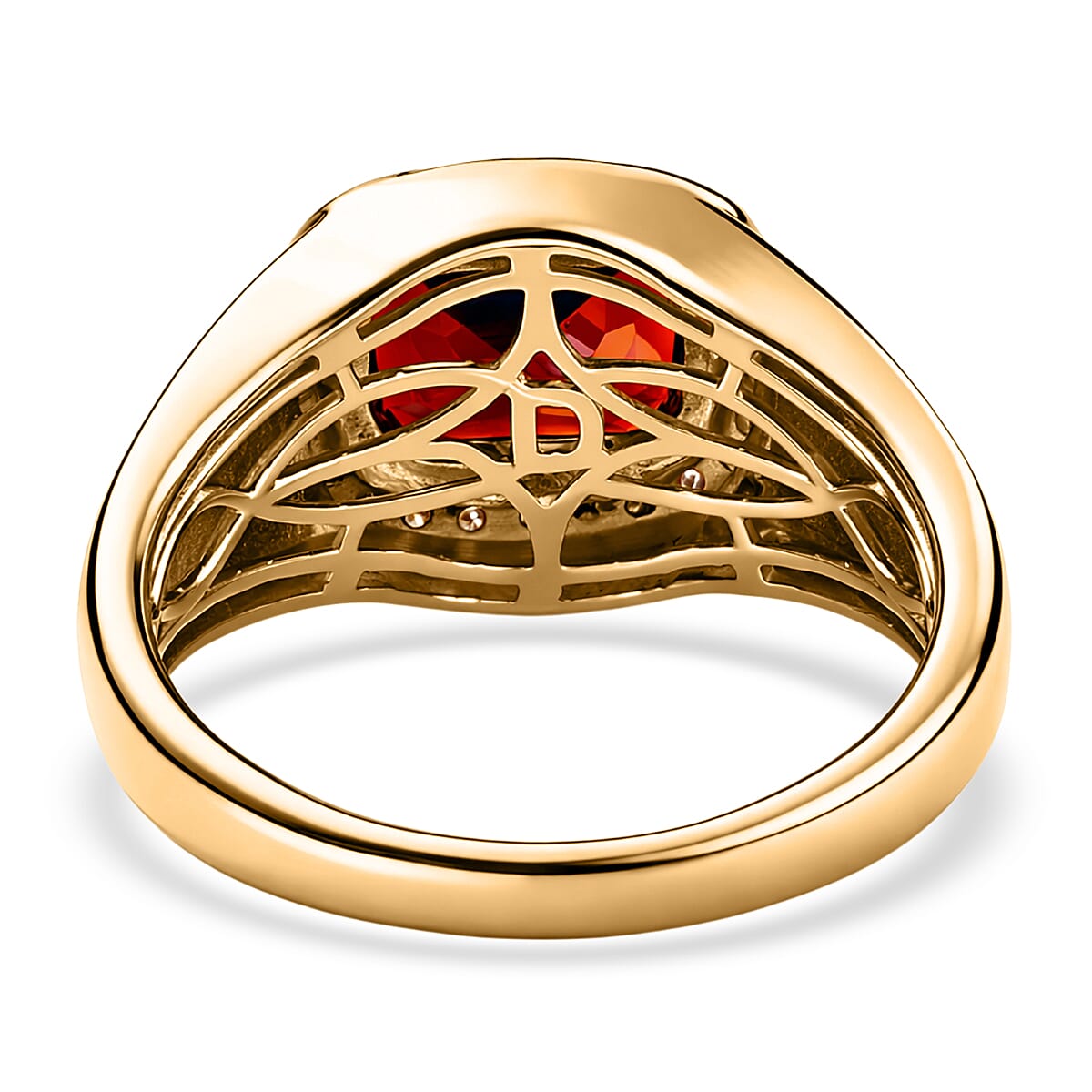 D'Joy Premium Mozambique Garnet, Moissanite Ring in 18K Vermeil YG Over Sterling Silver (Size 9.0) 4.00 ctw image number 4