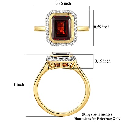 D'Joy Premium Mozambique Garnet and Moissanite 3.00 ctw Passion Regal Ring in 18K Vermeil Yellow Gold Over Sterling Silver (Size 9.0)