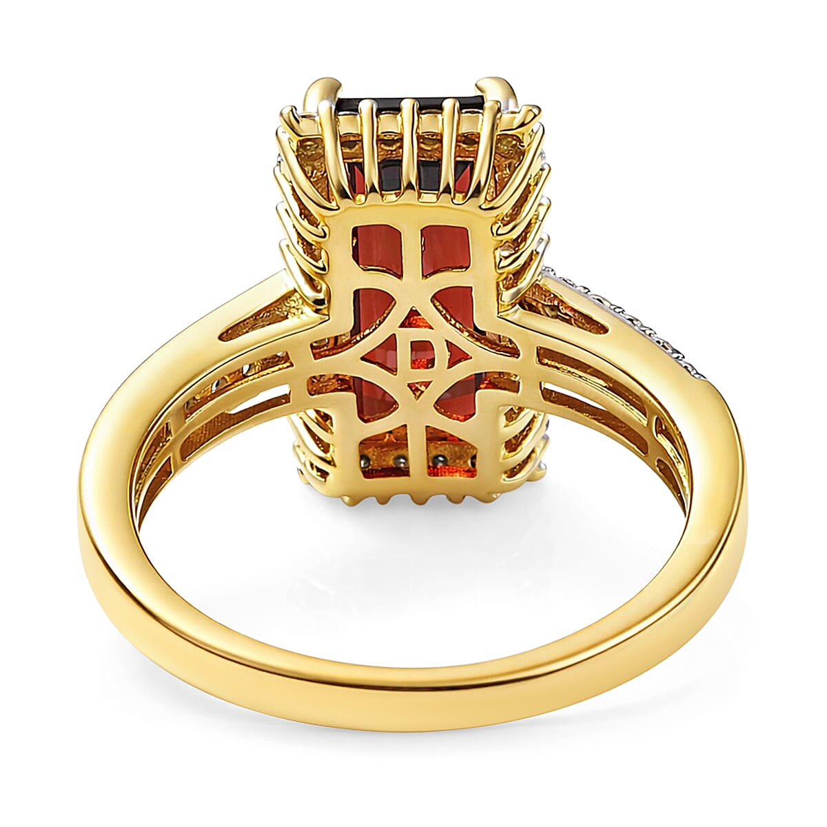 D'Joy Premium Mozambique Garnet, Moissanite Ring in 18K Vermeil YG Over Sterling Silver (Size 6.0) 3.90 ctw image number 4