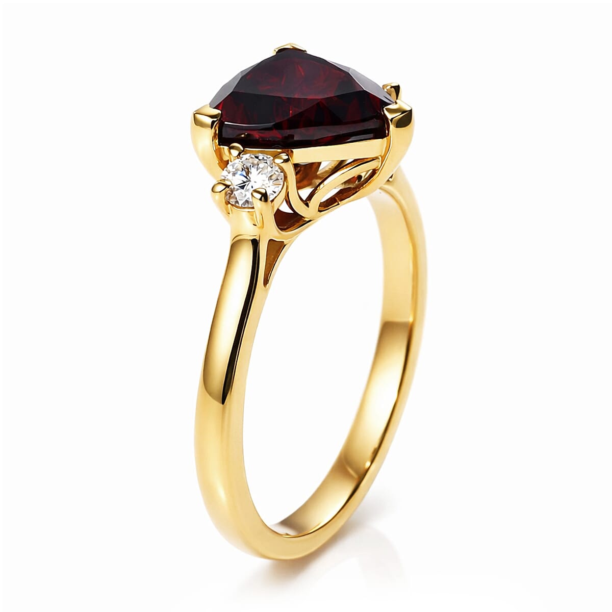 D'Joy Premium Mozambique Garnet and Moissanite 2.80 ctw Soulfire Solitaire Ring in 18K Vermeil Yellow Gold Over Sterling Silver (Size 6.0) image number 3