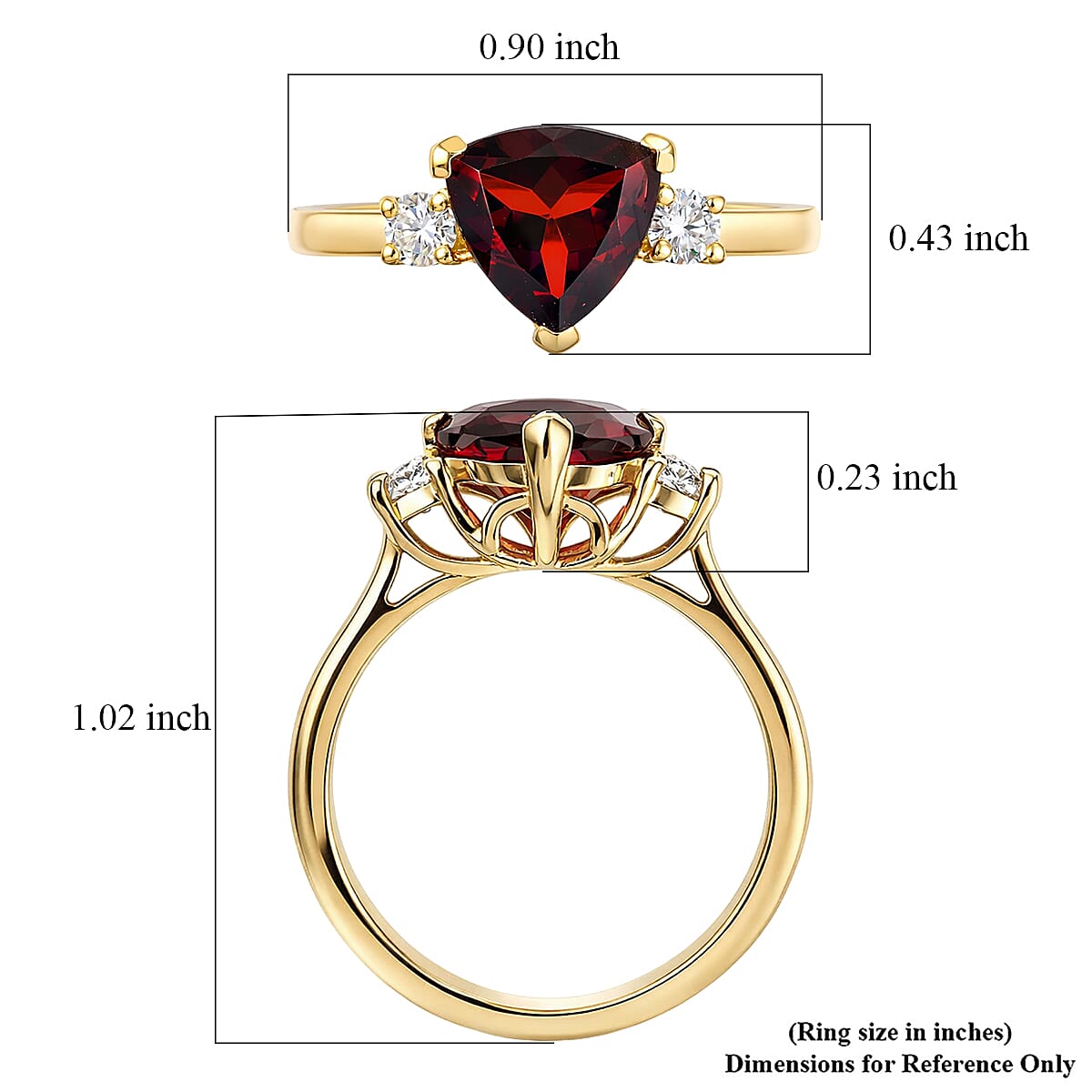 D'Joy Premium Mozambique Garnet and Moissanite 2.80 ctw Soulfire Solitaire Ring in 18K Vermeil Yellow Gold Over Sterling Silver (Size 6.0) image number 5