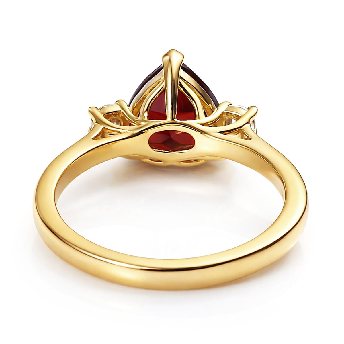 D'Joy Premium Mozambique Garnet and Moissanite 2.80 ctw Soulfire Solitaire Ring in 18K Vermeil Yellow Gold Over Sterling Silver (Size 9.0) image number 4