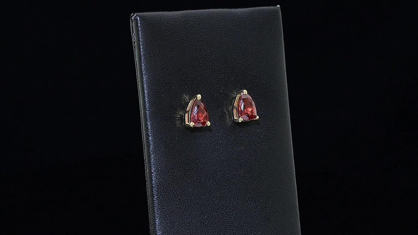 D'Joy Premium Mozambique Garnet 2.15 ctw Eternal Stud Earrings in 18K Vermeil Yellow Gold Over Sterling Silver