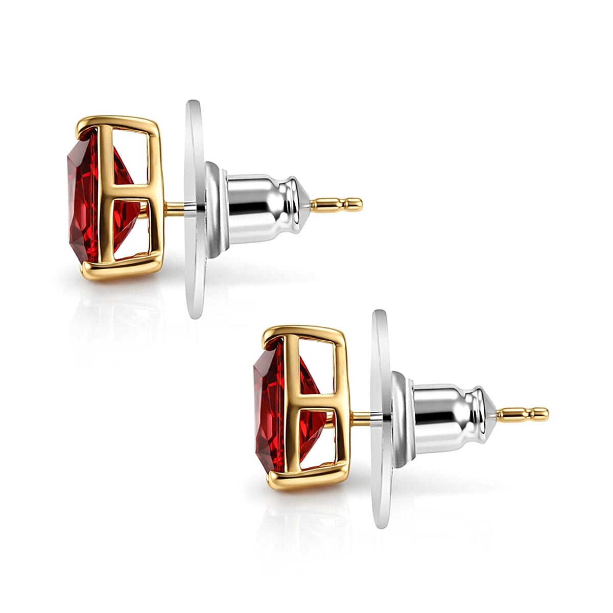 D'Joy Premium Mozambique Garnet 2.15 ctw Eternal Stud Earrings in 18K Vermeil Yellow Gold Over Sterling Silver image number 3