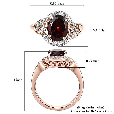 D'Joy Premium Mozambique Garnet and Moissanite 3.50 ctw Flame Swirl Ring in 18K Vermeil Rose Gold Over Sterling Silver (Size 8.0)