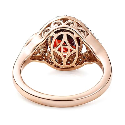 D'Joy Premium Mozambique Garnet and Moissanite 3.50 ctw Flame Swirl Ring in 18K Vermeil Rose Gold Over Sterling Silver (Size 8.0)