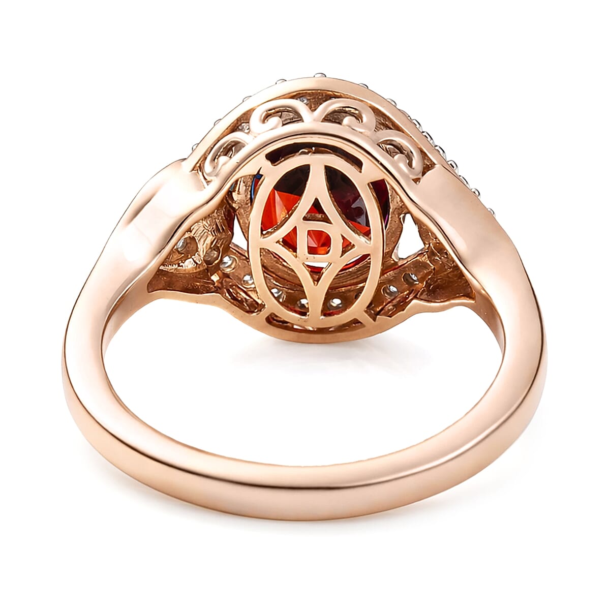 D'Joy Premium Mozambique Garnet, Moissanite Ring in 18K Vermeil RG Over Sterling Silver (Size 6.0) 3.50 ctw image number 4
