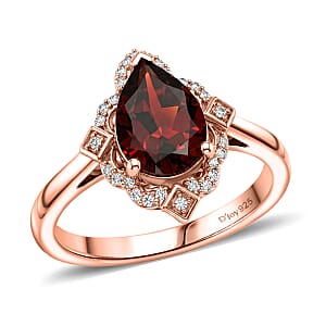 D'Joy Premium Mozambique Garnet and Moissanite 2.25 ctw Ring in Chocolate Brown E-coat Sterling Silver (Size 7.0)