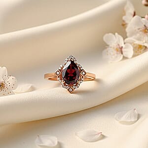 D'Joy Premium Mozambique Garnet and Moissanite 2.25 ctw Ring in Chocolate Brown E-coat Sterling Silver (Size 7.0)