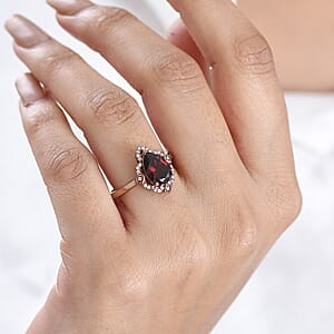 D'Joy Premium Mozambique Garnet and Moissanite 2.25 ctw Ring in Chocolate Brown E-coat Sterling Silver (Size 7.0)