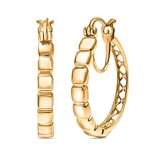 Luxoro Golden Structure Link Hoop Earrings in 10K Yellow Gold 4.05 Grams