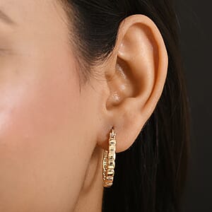 Luxoro Golden Structure Link Hoop Earrings in 10K Yellow Gold 4.05 Grams