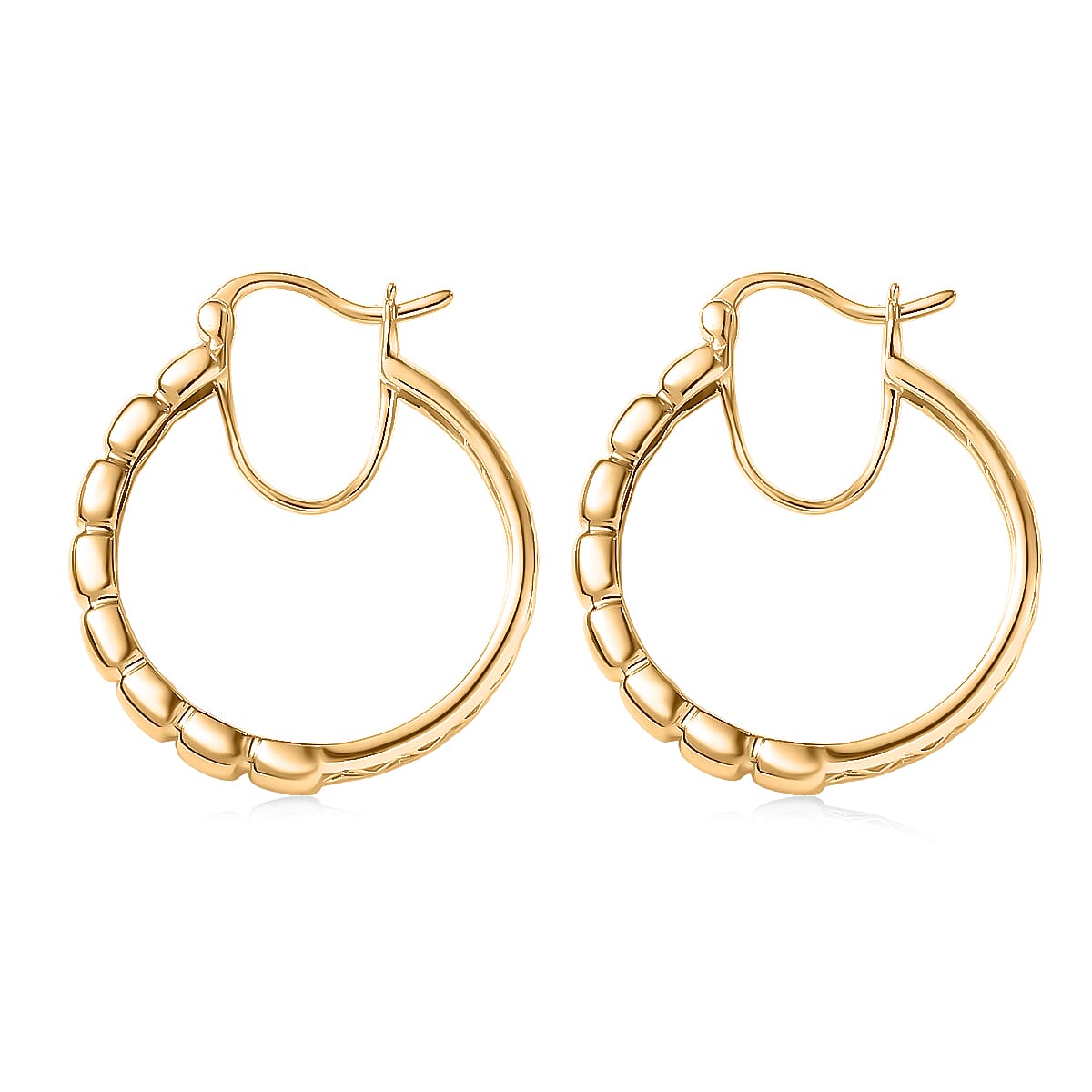Luxoro Golden Structure Link Hoop Earrings in 10K Yellow Gold 4.05 Grams image number 3