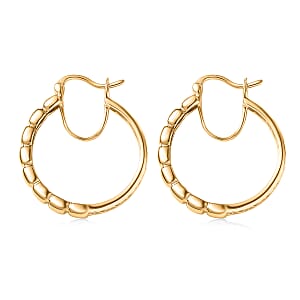 Luxoro Golden Structure Link Hoop Earrings in 10K Yellow Gold 4.05 Grams