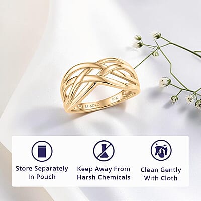 Luxoro Bridge Crossover Ring in 10K Yellow Gold (Size 12.0) 3.10 Grams
