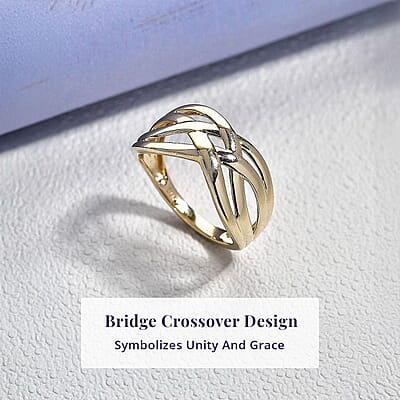 Luxoro Bridge Crossover Ring in 10K Yellow Gold (Size 13.0) 3.10 Grams
