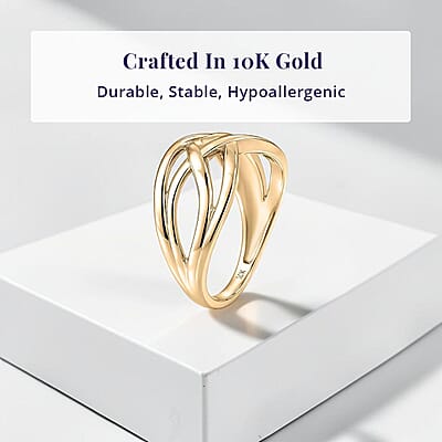 Luxoro Bridge Crossover Ring in 10K Yellow Gold (Size 13.0) 3.10 Grams
