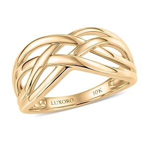 Luxoro Bridge Crossover Ring in 10K Yellow Gold (Size 6.0) 3.10 Grams