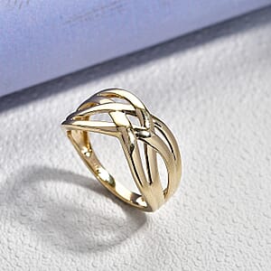 Luxoro Bridge Crossover Ring in 10K Yellow Gold (Size 6.0) 3.10 Grams