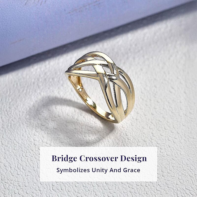 Luxoro Bridge Crossover Ring in 10K Yellow Gold (Size 6.0) 3.10 Grams