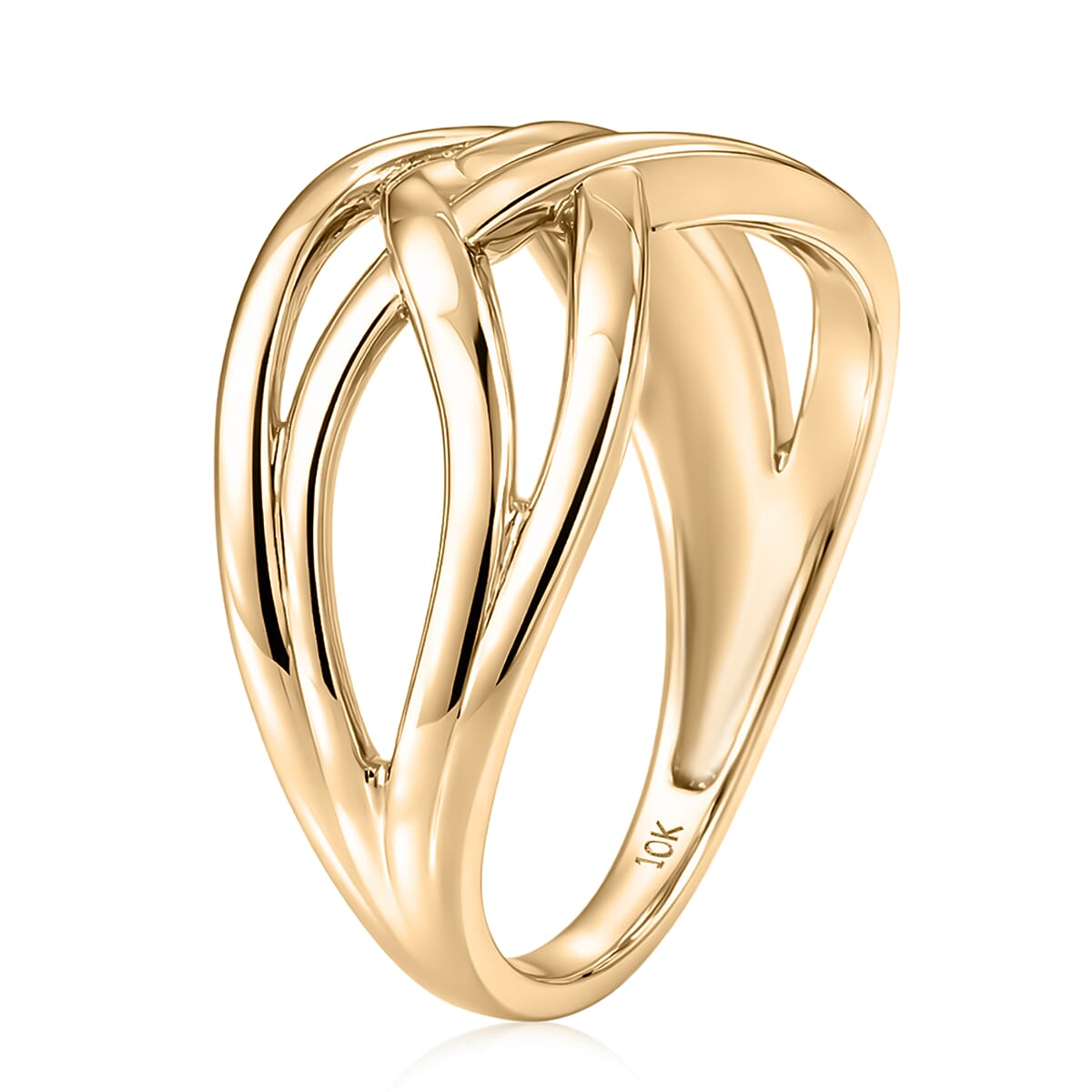 Luxoro Bridge Crossover Ring in 10K Yellow Gold (Size 6.0) 3.10 Grams image number 3