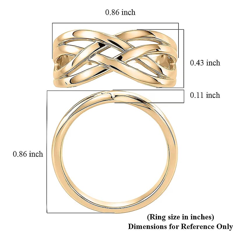 Luxoro Bridge Crossover Ring in 10K Yellow Gold (Size 6.0) 3.10 Grams