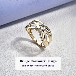 Luxoro Bridge Crossover Ring in 10K Yellow Gold (Size 7.0) 3.10 Grams