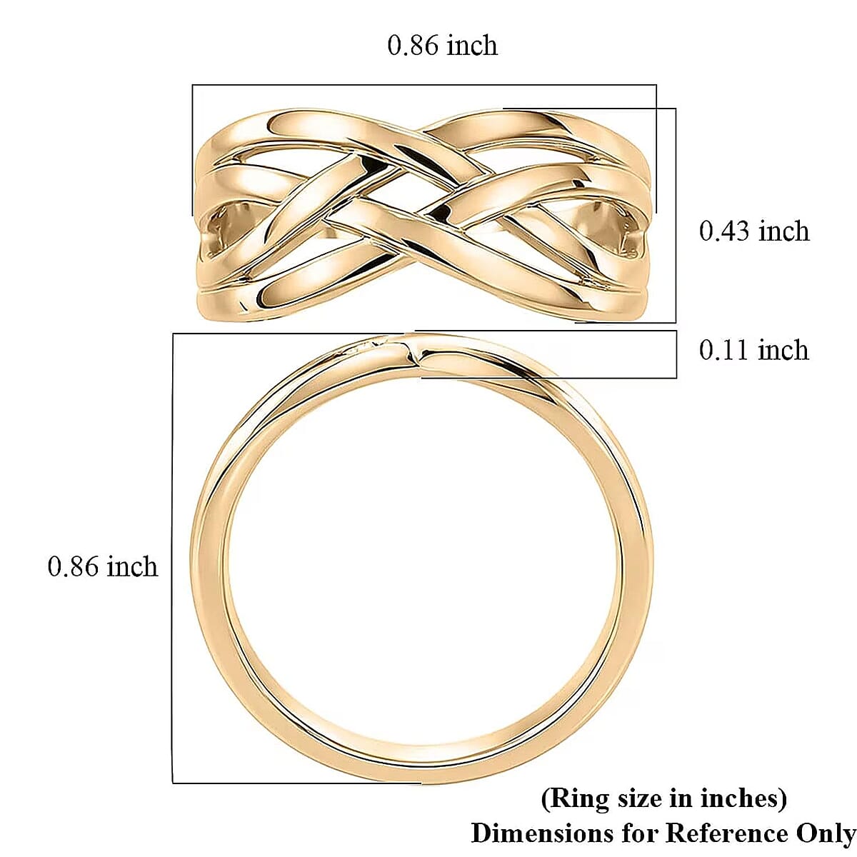 Luxoro Bridge Crossover Ring in 10K Yellow Gold (Size 8.5) 3.10 Grams image number 5