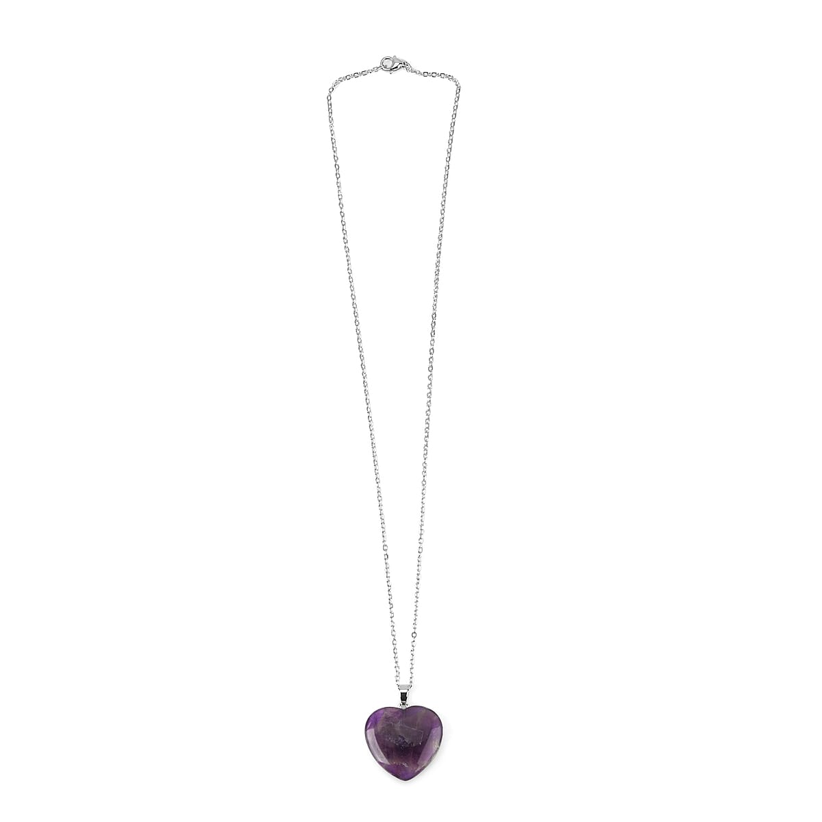Livmore Purple Cosmetic Gemstone Mirror with Matching Amethyst Heart Necklace (20 Inches) in Silvertone image number 6
