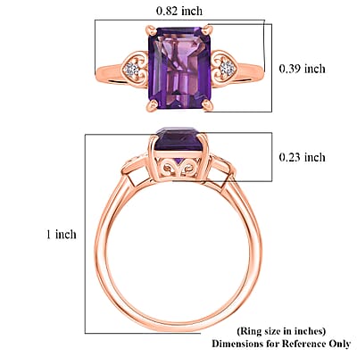 Premium Lusaka Amethyst and Luxuriant Lab Grown Pink Diamond E-F VS 2.40 ctw Elegant Heart Ring in 18K Vermeil Rose Gold Over Sterling Silver (Size 5.0)