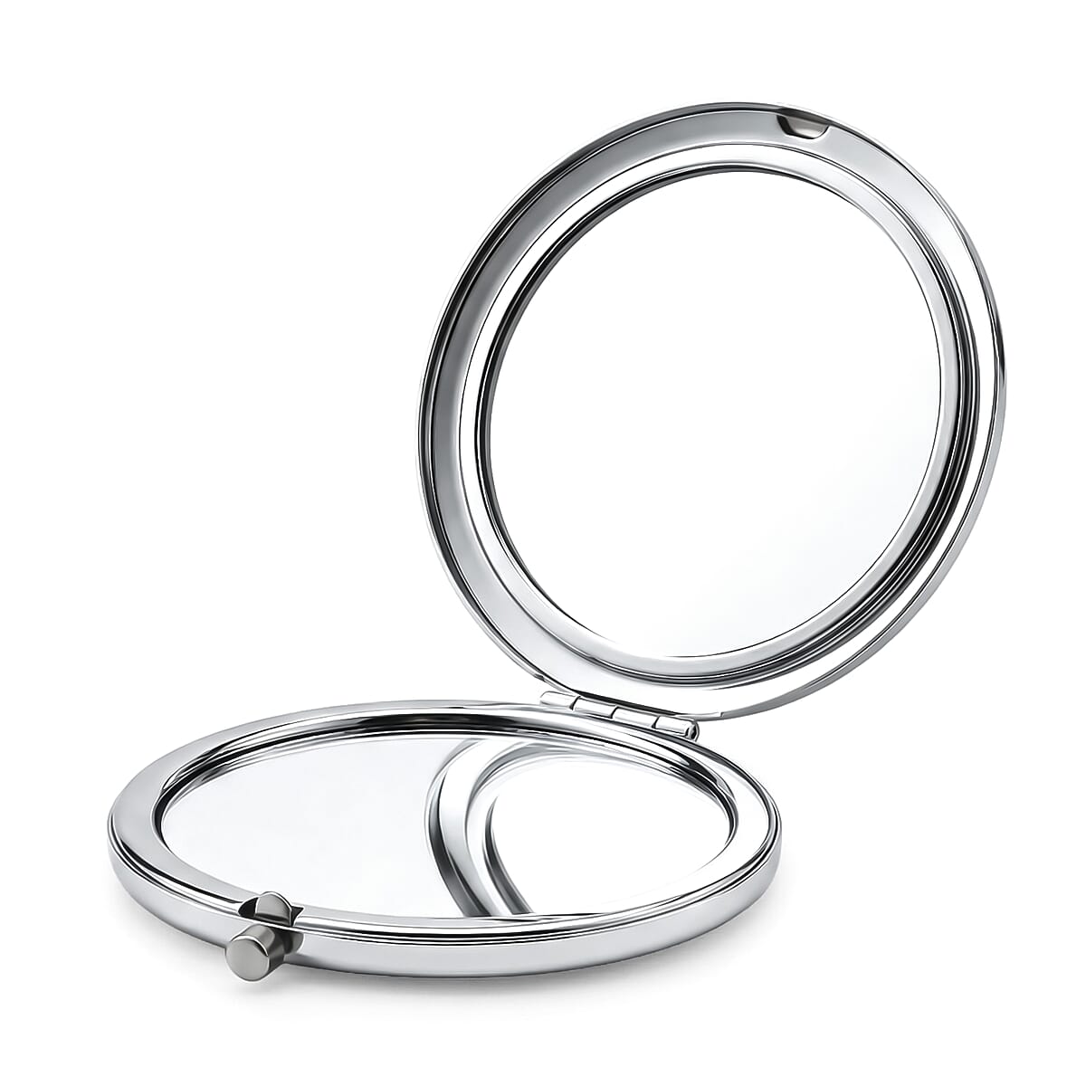 Livmore Pink Cosmetic Gemstone Mirror with Matching Rose Quartz Heart Necklace (20 Inches) in Silvertone image number 4