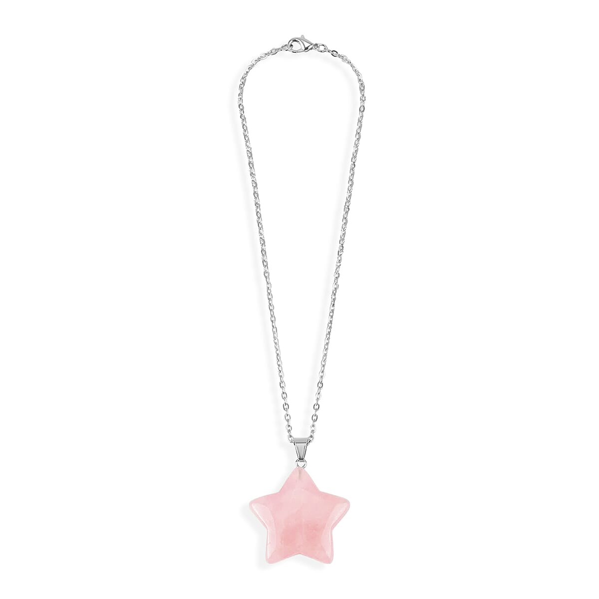 Livmore Pink Cosmetic Gemstone Mirror with Matching Rose Quartz Heart Necklace (20 Inches) in Silvertone image number 6