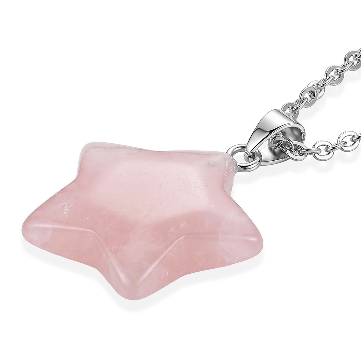 Livmore Pink Cosmetic Gemstone Mirror with Matching Rose Quartz Heart Necklace (20 Inches) in Silvertone image number 7