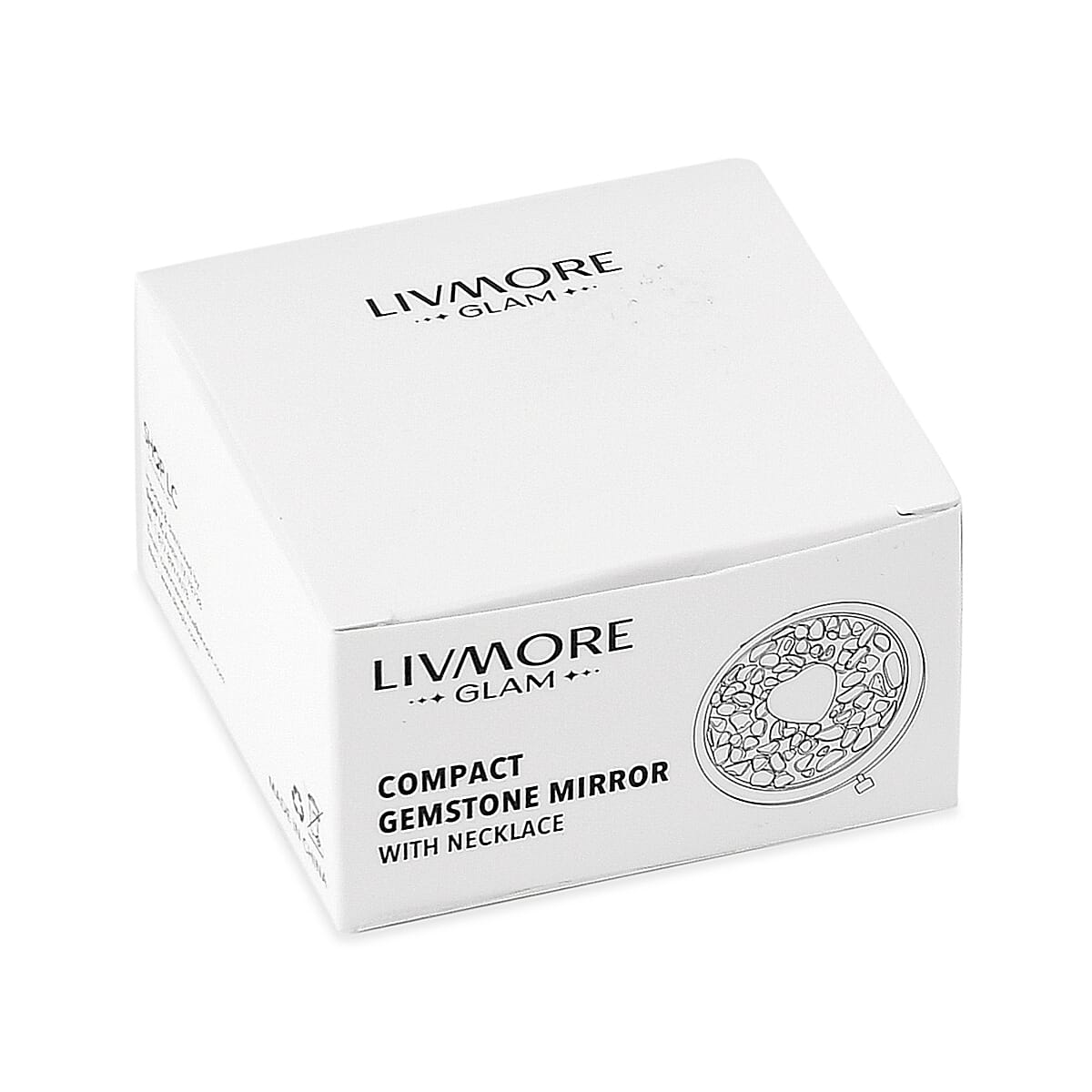 Livmore Pink Cosmetic Gemstone Mirror with Matching Rose Quartz Heart Necklace (20 Inches) in Silvertone image number 8