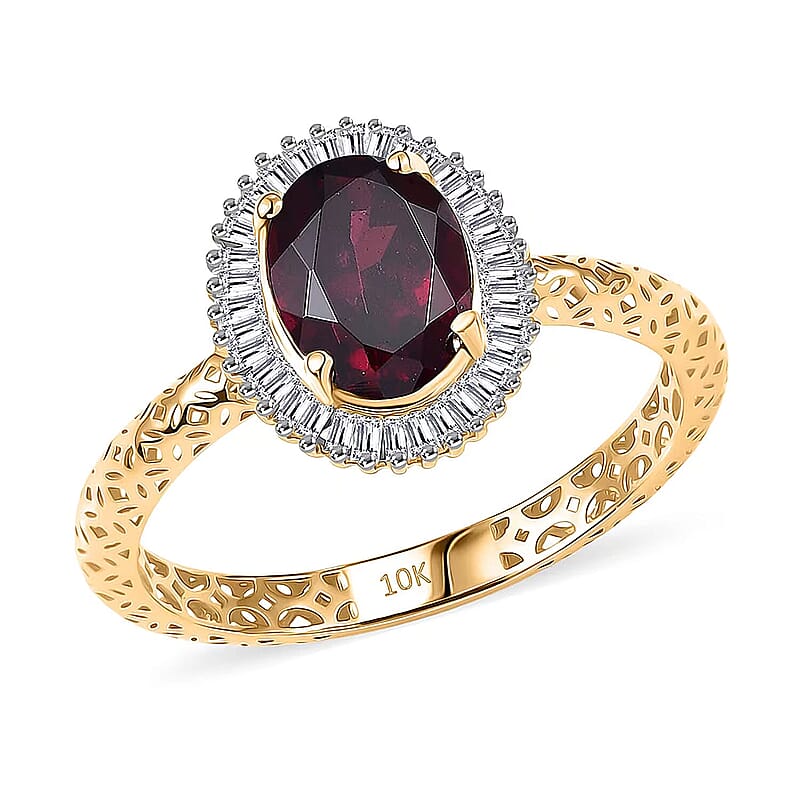 Mirage Collection Premium Anthill Garnet and Diamond I2 2.00 ctw Ring in 10K Yellow Gold (Size 5.0)