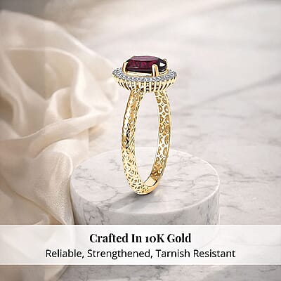 Mirage Collection Premium Anthill Garnet and Diamond I2 2.00 ctw Ring in 10K Yellow Gold (Size 5.0)