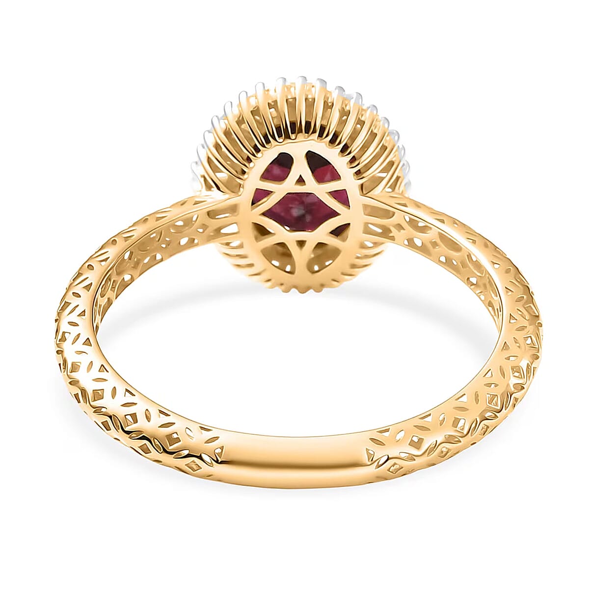 10K Yellow Gold Premium Anthill Garnet, Diamond (I2) (0.24 cts) Ring (Size 6.0) 2.00 ctw image number 6