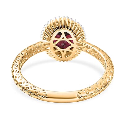 Mirage Collection Premium Anthill Garnet and Diamond I2 2.00 ctw Ring in 10K Yellow Gold (Size 6.0)