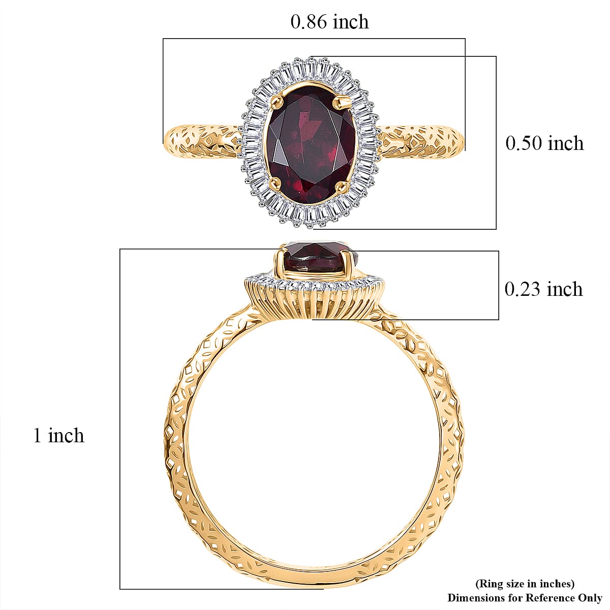 10K Yellow Gold Premium Anthill Garnet, Diamond (I2) (0.24 cts) Ring (Size 6.0) 2.00 ctw image number 5
