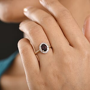 Mirage Collection Premium Anthill Garnet and Diamond I2 2.00 ctw Ring in 10K Yellow Gold (Size 8.0)