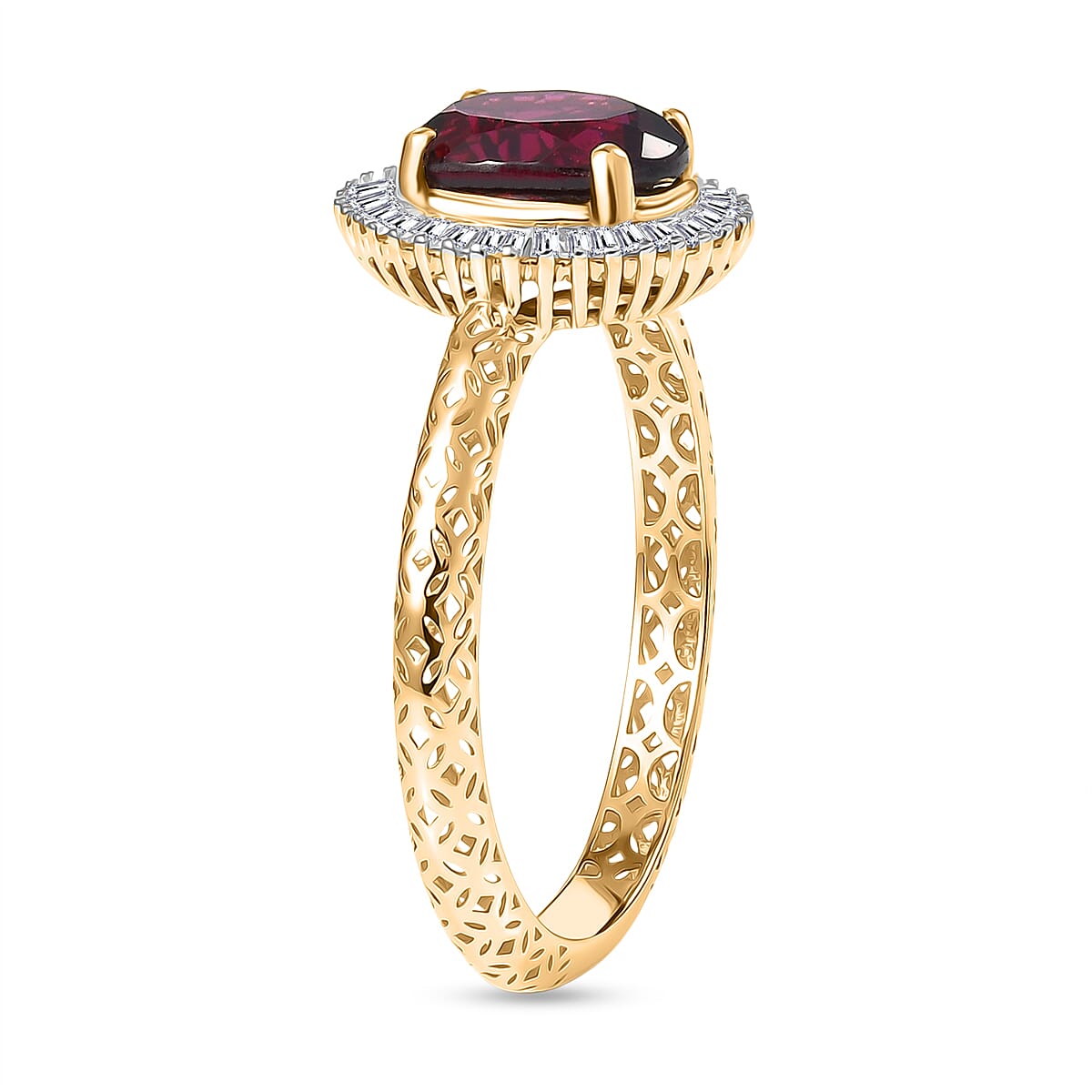 Mirage Collection Premium Anthill Garnet and Diamond I2 2.00 ctw Ring in 10K Yellow Gold (Size 8.0) image number 3