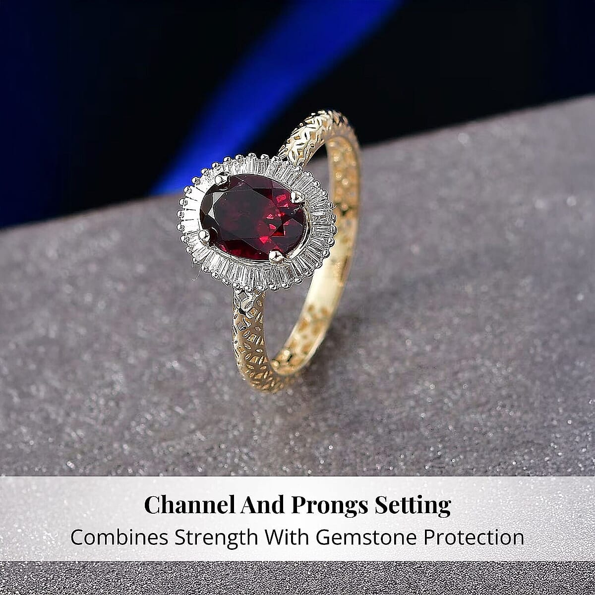 Mirage Collection Premium Anthill Garnet and Diamond I2 2.00 ctw Ring in 10K Yellow Gold (Size 9.5) image number 3
