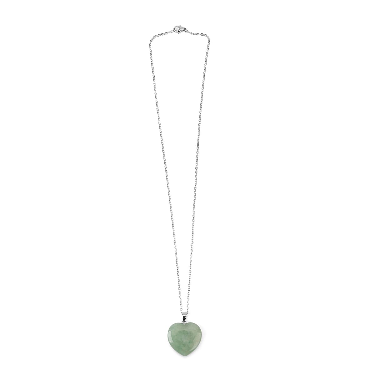 Livmore Green Cosmetic Gemstone Mirror with Matching Green Aventurine Heart Necklace (20 Inches) in Silvertone image number 6