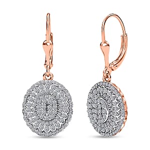 Luxuriant Lab Grown Diamond G-H SI Earrings in 18K Vermeil RG Over Sterling Silver 1.00 ctw
