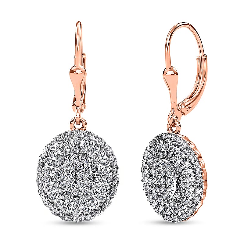 Luxuriant Lab Grown Diamond G-H SI 1.00 ctw Earrings in 18K Vermeil Rose Gold Over Sterling Silver (Del. In 10-12 Days)