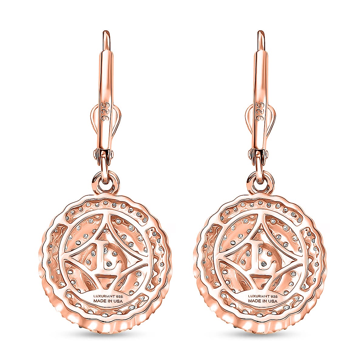 Luxuriant Lab Grown Diamond G-H SI Earrings in 18K Vermeil RG Over Sterling Silver 1.00 ctw image number 3