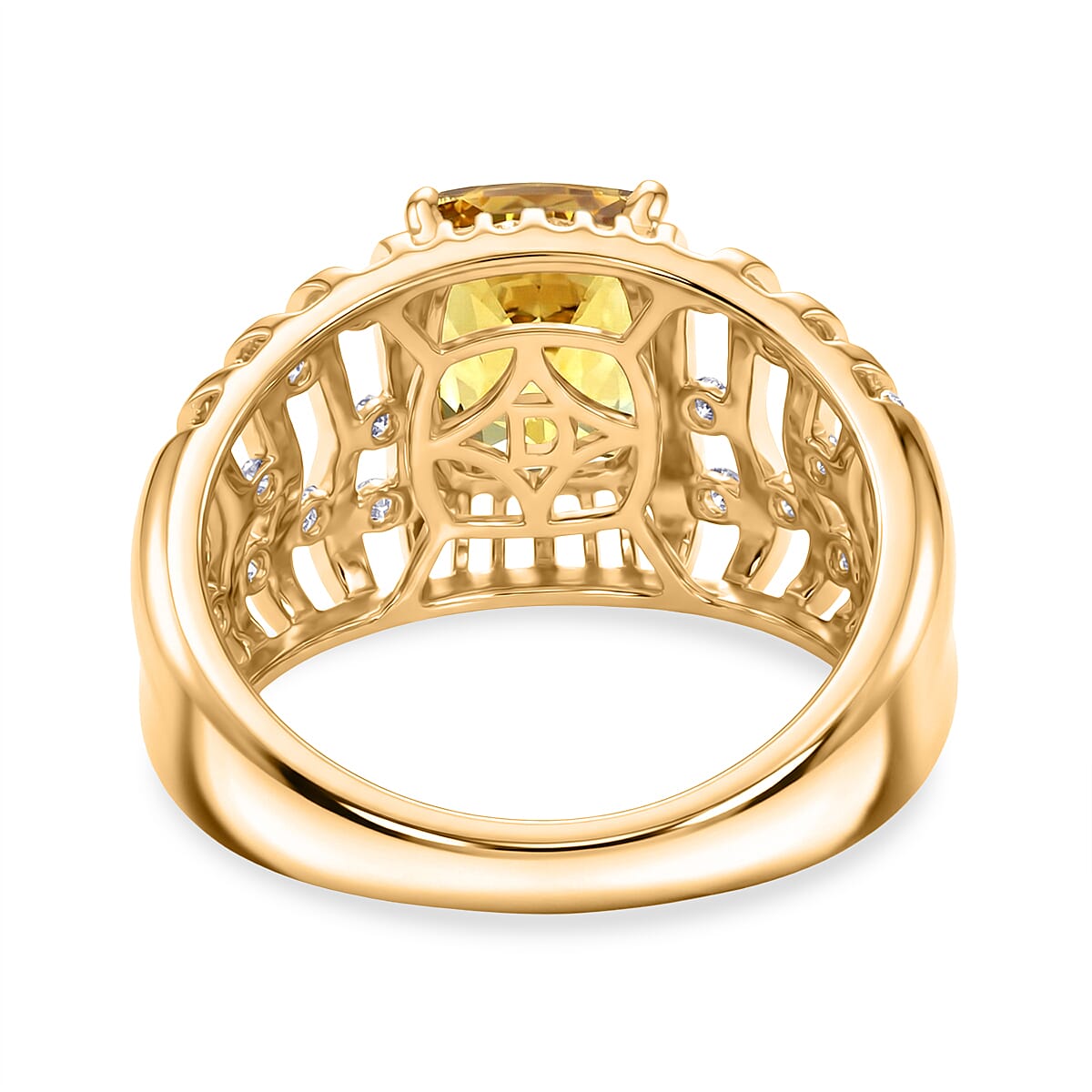 D'Joy Premium Golden Apatite, Moissanite Ring in 18K Vermeil YG Over Sterling Silver (Size 10.0) 2.50 ctw image number 4