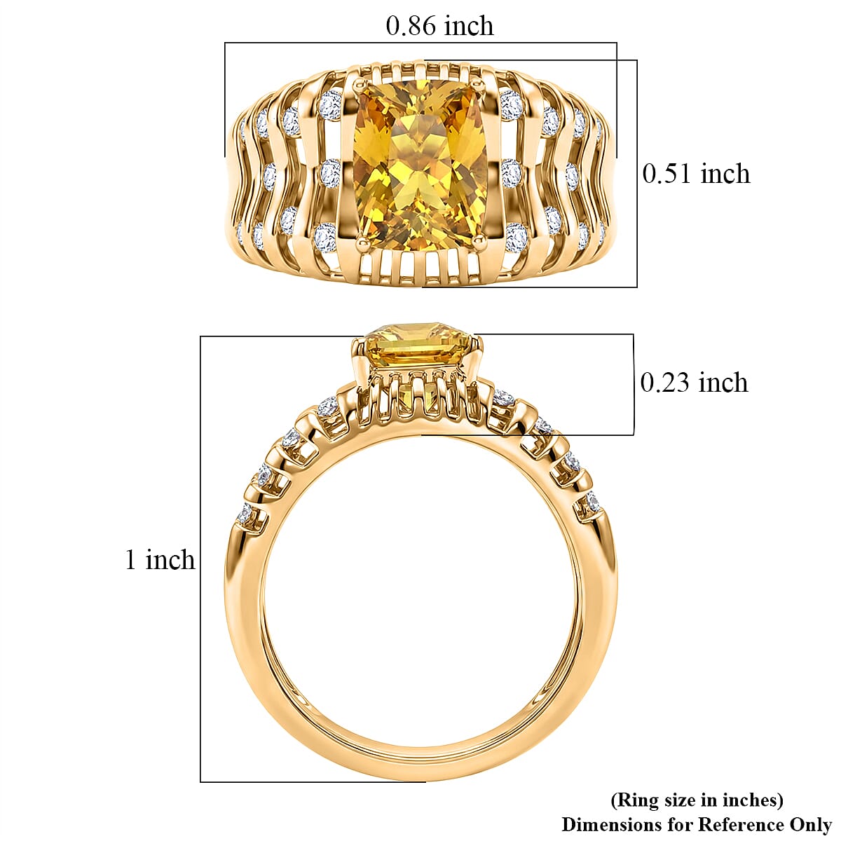 D'Joy Premium Golden Apatite and Moissanite 2.50 ctw Solar Crest Ring in 18K Vermeil Yellow Gold Over Sterling Silver (Size 6.0) image number 5