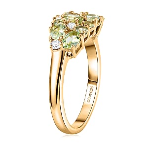 D'Joy Premium Tanzanian Mint Garnet and Moissanite 1.70 ctw Nature Cluster Ring in 18K Vermeil Yellow Gold Over Sterling Silver (Size 10.0)